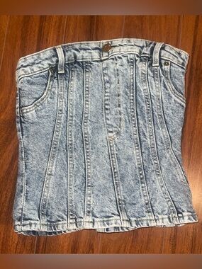 H&M Divided Light Blue Denim Corset Top